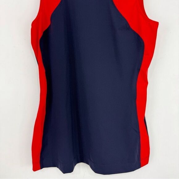 St. John Navy Blue Red Sleeveless Sport Athletic Activewear Keyhole Tank Top - Picture 5 of 11